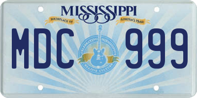 MS license plate MDC999