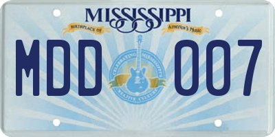 MS license plate MDD007