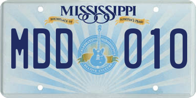 MS license plate MDD010