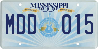 MS license plate MDD015