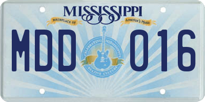 MS license plate MDD016