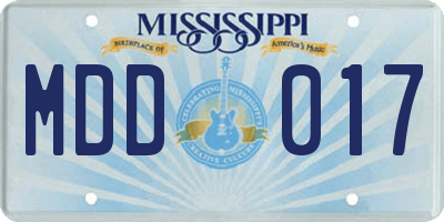 MS license plate MDD017