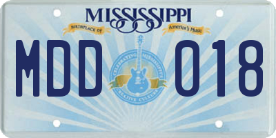 MS license plate MDD018