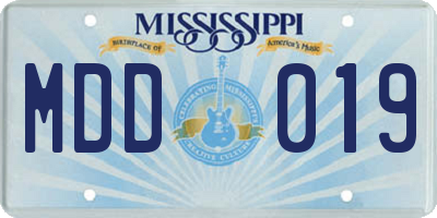 MS license plate MDD019