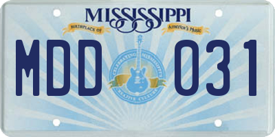 MS license plate MDD031