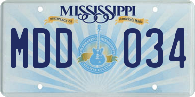 MS license plate MDD034