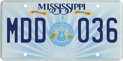 MS license plate MDD036