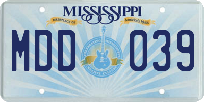 MS license plate MDD039