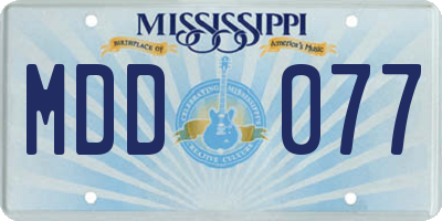 MS license plate MDD077
