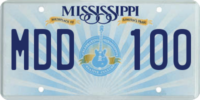 MS license plate MDD100