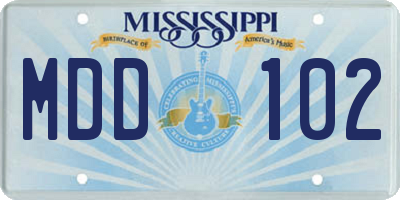 MS license plate MDD102