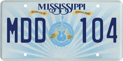 MS license plate MDD104