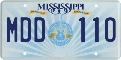 MS license plate MDD110