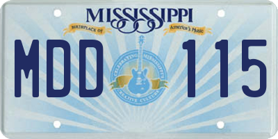 MS license plate MDD115