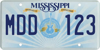 MS license plate MDD123