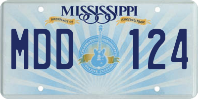 MS license plate MDD124