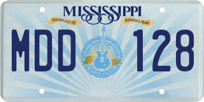 MS license plate MDD128