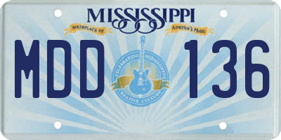 MS license plate MDD136