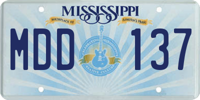 MS license plate MDD137
