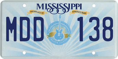 MS license plate MDD138