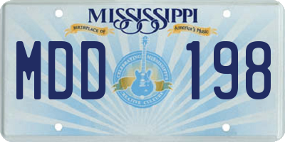 MS license plate MDD198