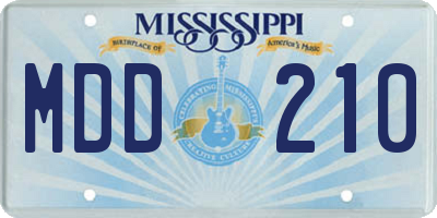 MS license plate MDD210