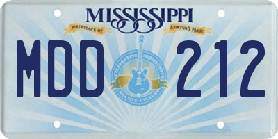 MS license plate MDD212