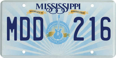 MS license plate MDD216