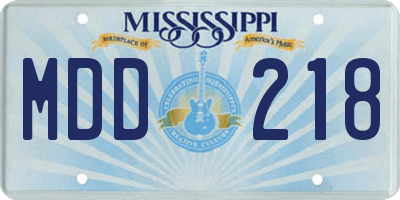 MS license plate MDD218