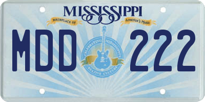 MS license plate MDD222