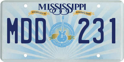 MS license plate MDD231