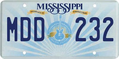 MS license plate MDD232