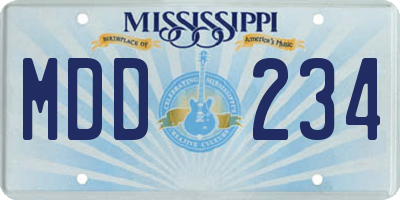 MS license plate MDD234