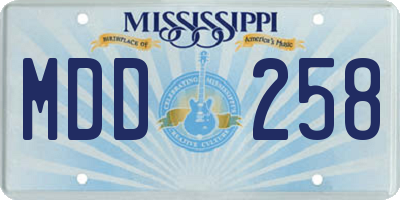 MS license plate MDD258