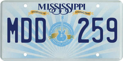 MS license plate MDD259