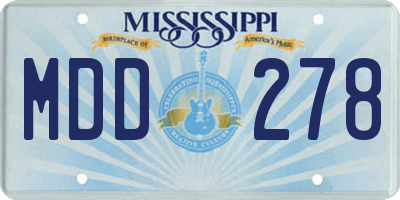 MS license plate MDD278