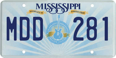 MS license plate MDD281