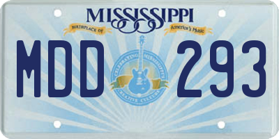 MS license plate MDD293