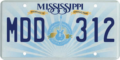 MS license plate MDD312