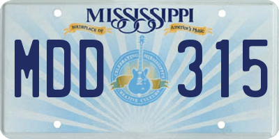 MS license plate MDD315