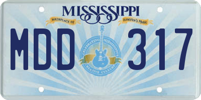 MS license plate MDD317