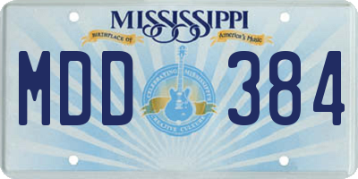 MS license plate MDD384