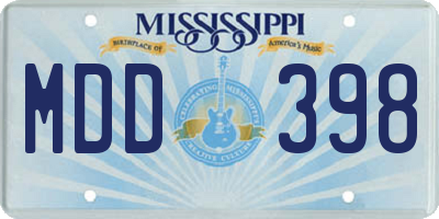 MS license plate MDD398