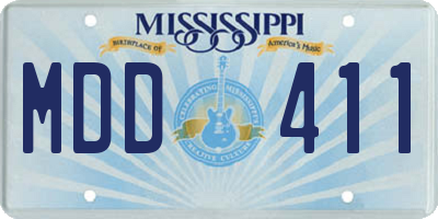 MS license plate MDD411