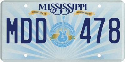 MS license plate MDD478