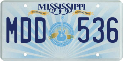 MS license plate MDD536
