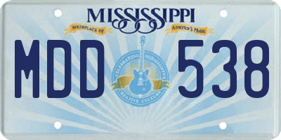 MS license plate MDD538