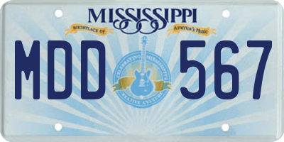 MS license plate MDD567