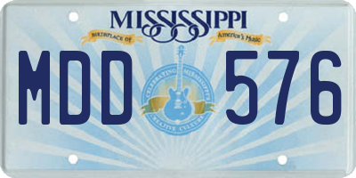 MS license plate MDD576