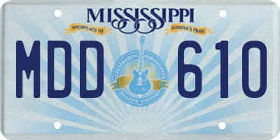 MS license plate MDD610